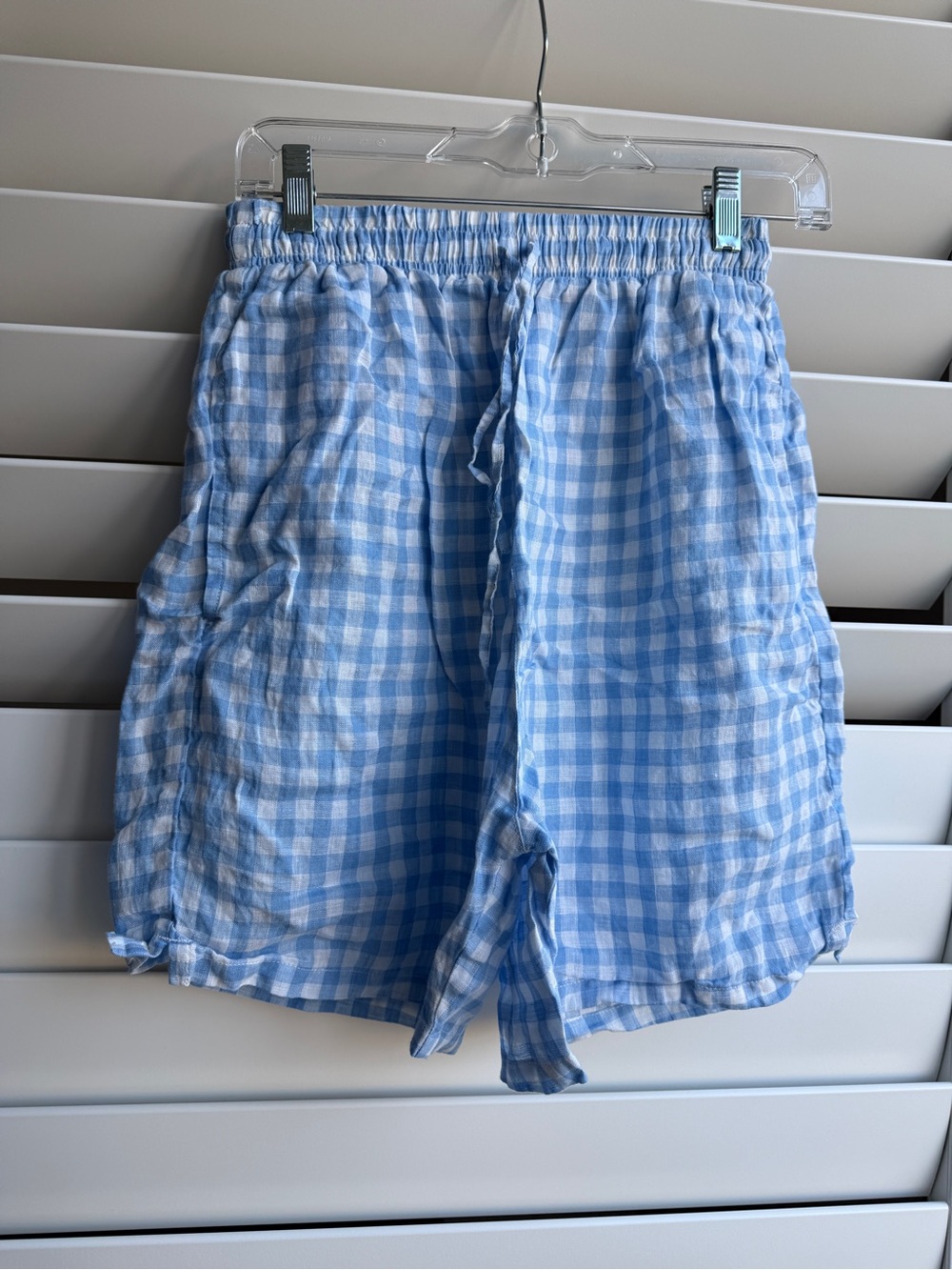 Frankie’s Bikinis Light Blue Gingham Lounge Shorts